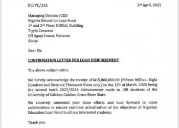 NELFUND: UNICAL Confirms Receipt of ₦15.8m Education Loan for 198 Students