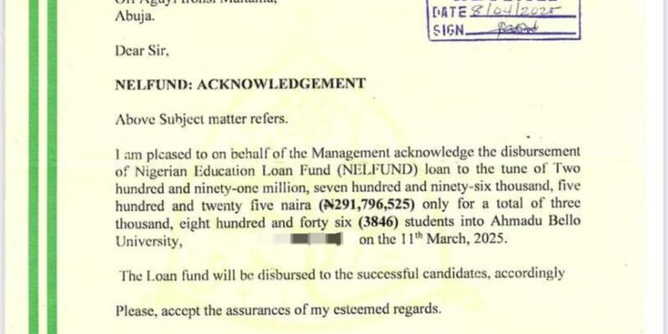 ABU Acknowledges Receipt of N291.8m Education Loan Disbursement for 3,846 Students
