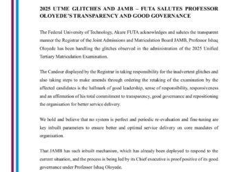 Nigeria: 2025 UTME GLITCHES AND JAMB – FUTA SALUTES  PROFESSOR OLOYEDE’S TRANSPARENCY AND GOOD GOVERNANCE