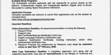Announcement of Government of BRUNEI DARUSSALAM Scholarship (2026/2027 Academic Year)