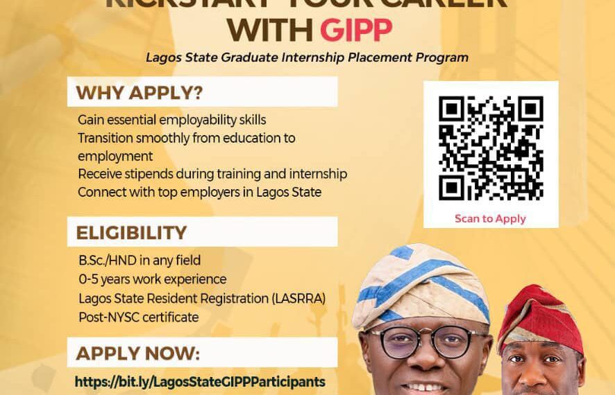 Lagos State GRADUATE INTERNSHIP PLACEMENT PROGRAMME (GIPP), An Initiative of The Lagos State Ministry of Wealth Creation And Employment
