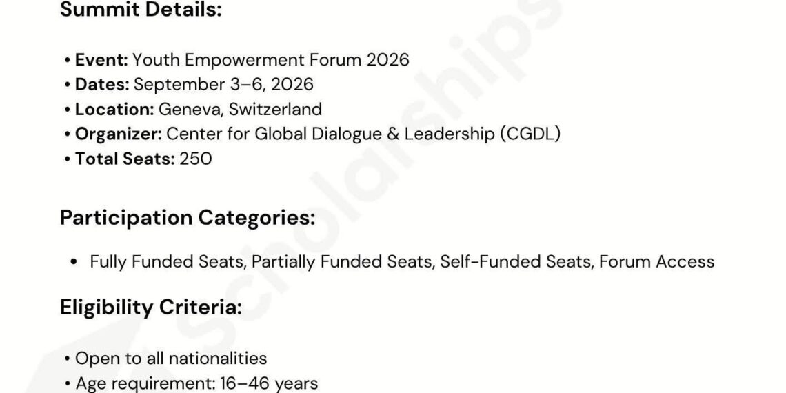 Apply: Youth Empowerment Forum 2026 – Geneva, Switzerland