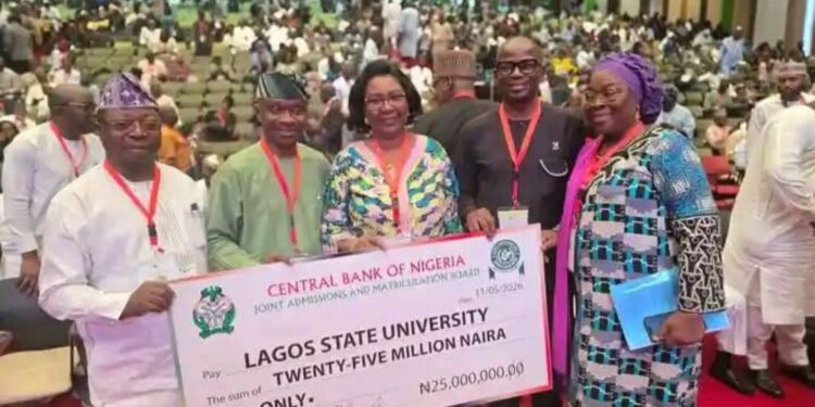 LASU WINS ₦25 MILLION JAMB NATIONAL ADMISSIONS PERFORMANCE AWARD
